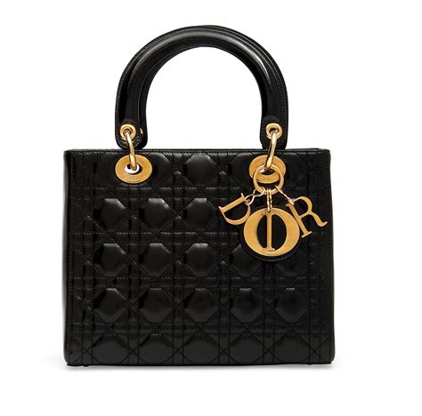 lady dior bag black shiny|christian Dior lady large bag.